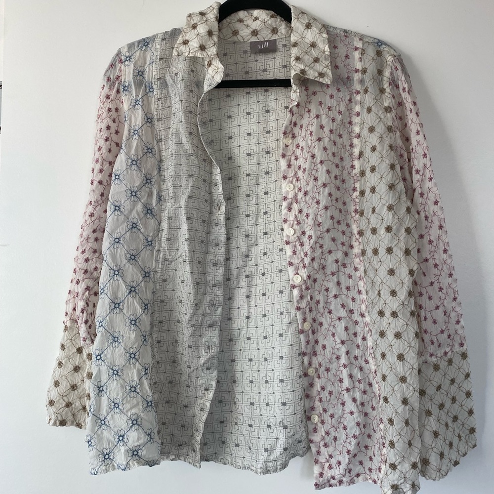 J. Jill Patchwork Embroidered Button-down Top (M)